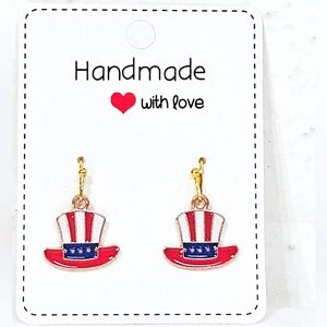 Stars & Stripes Uncle Sam Hat Dangle Earrings